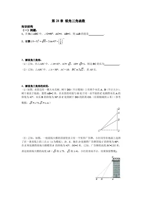 锐角三角形期末复习教师版