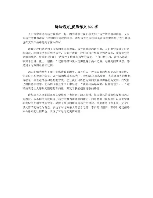 诗与远方_优秀作文800字