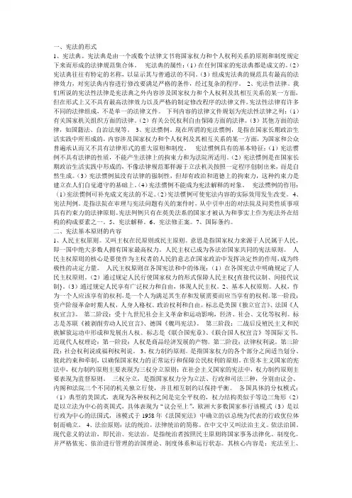 《宪法》期末复习重点
