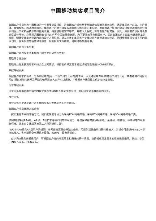 中国移动集客项目简介
