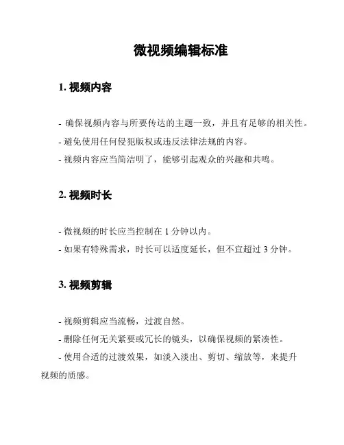 微视频编辑标准