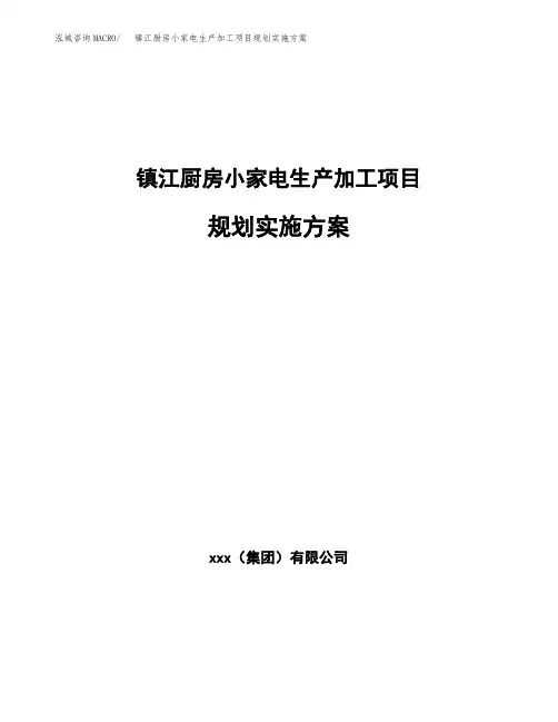镇江厨房小家电生产加工项目规划实施方案