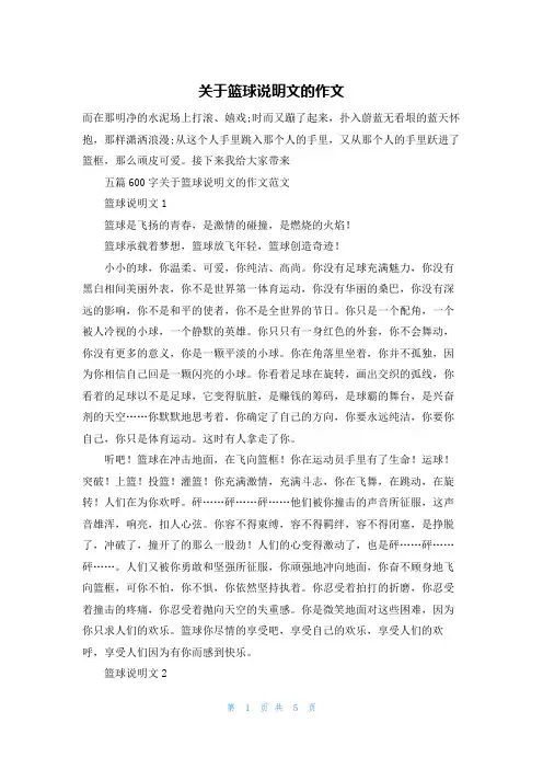 关于篮球说明文的作文