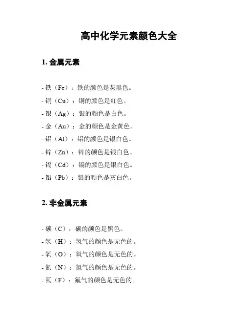 高中化学元素颜色大全