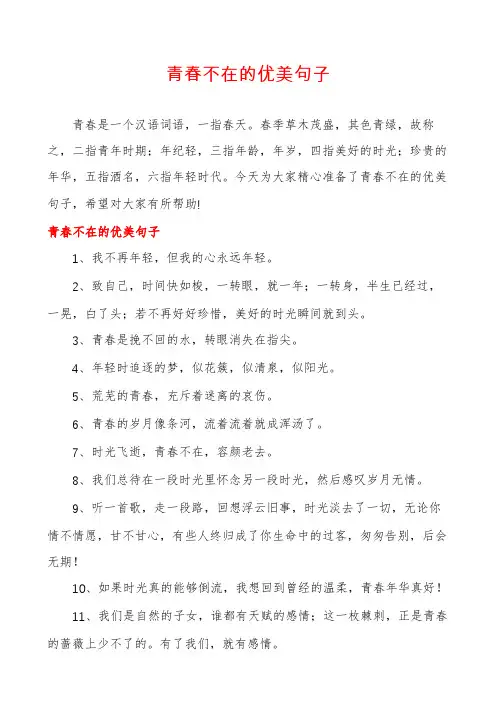 青春不在的优美句子