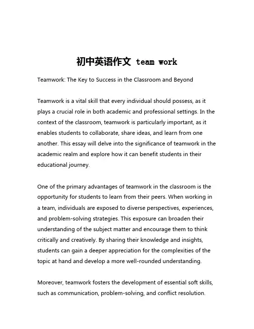 初中英语作文 team work