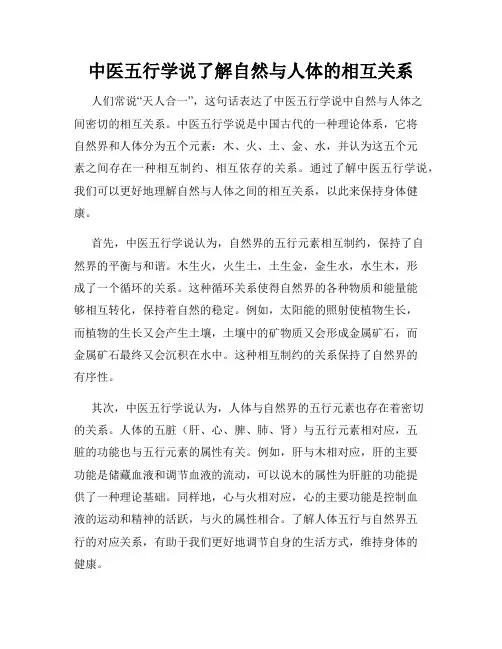 中医五行学说了解自然与人体的相互关系