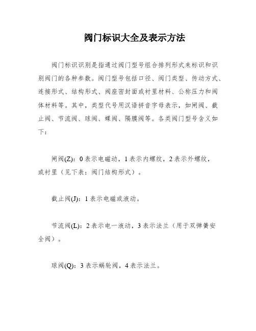 阀门标识大全及表示方法
