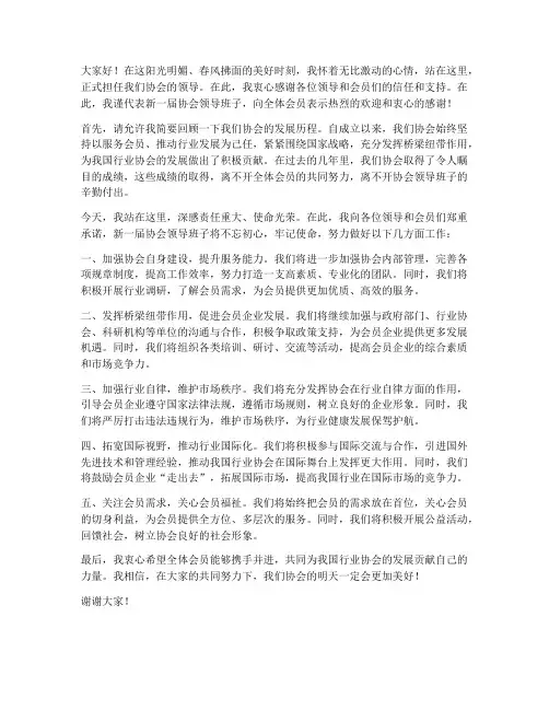 协会领导就职发言稿
