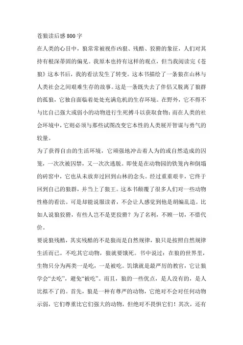 苍狼读后感800字