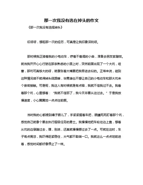 那一次我没有选在掉头的作文