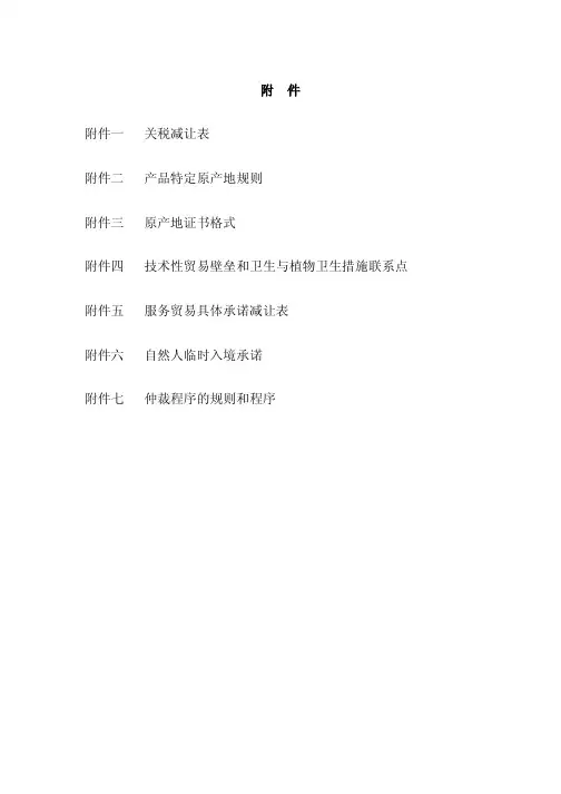关税减让表