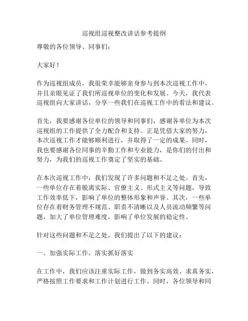 巡视组巡视整改讲话参考提纲