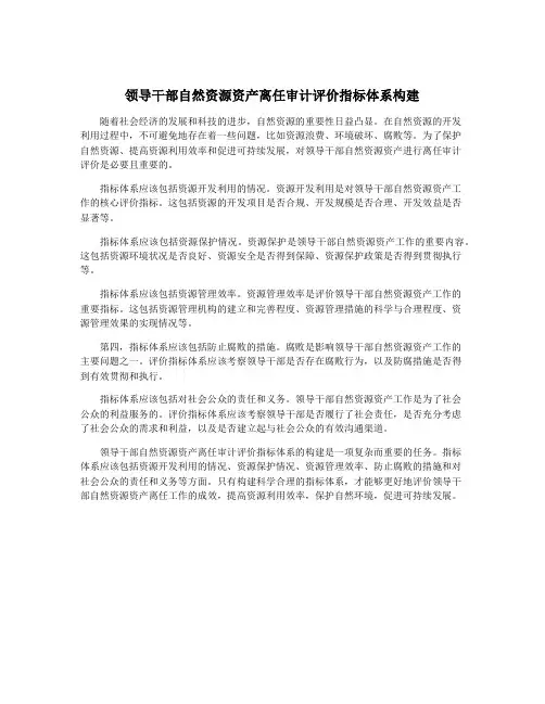 领导干部自然资源资产离任审计评价指标体系构建