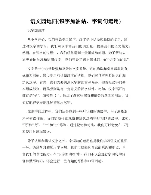 语文园地四(识字加油站、字词句运用)