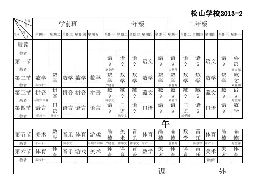 松山学校2013-2014学年度总课程表