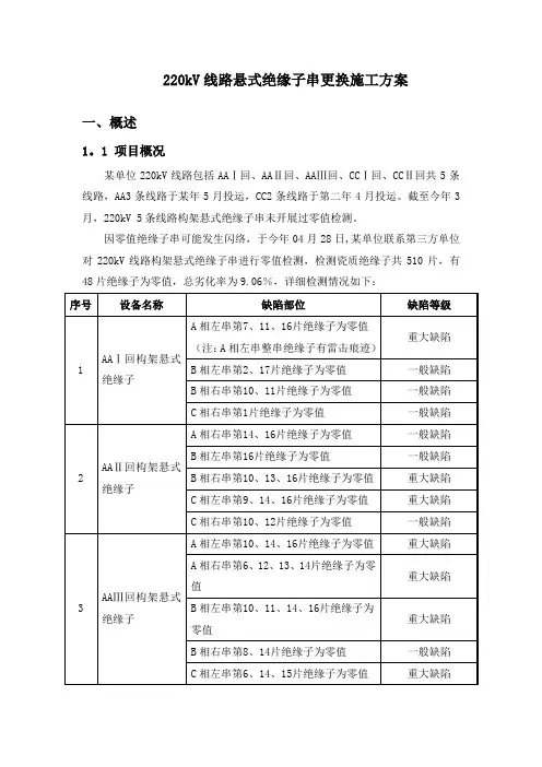 某单位220kV线路悬式绝缘子串更换施工方案