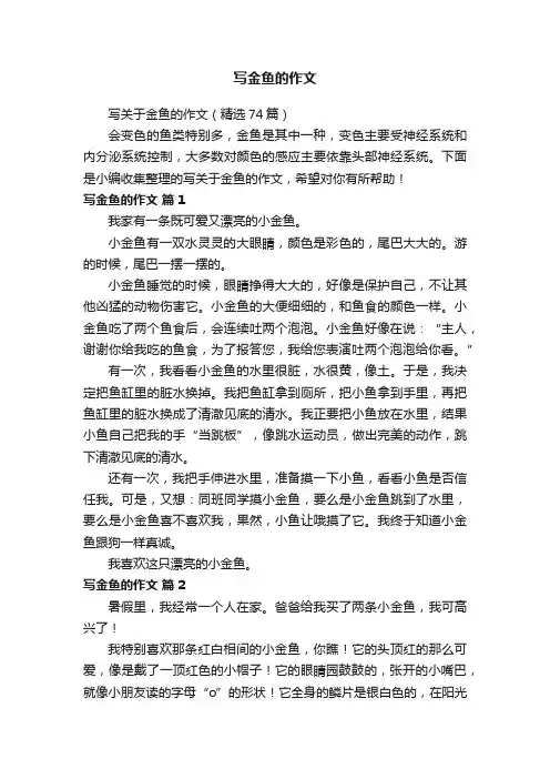 写关于金鱼的作文（精选74篇）