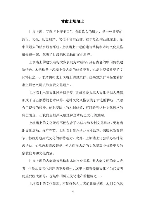 甘肃上坝墙上