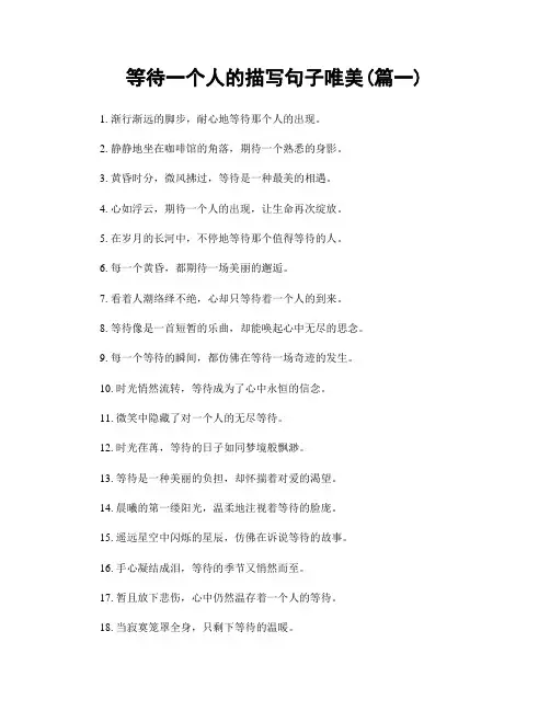 等待一个人的描写句子唯美(精选两篇)
