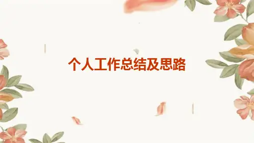 个人工作总结及思路PPT