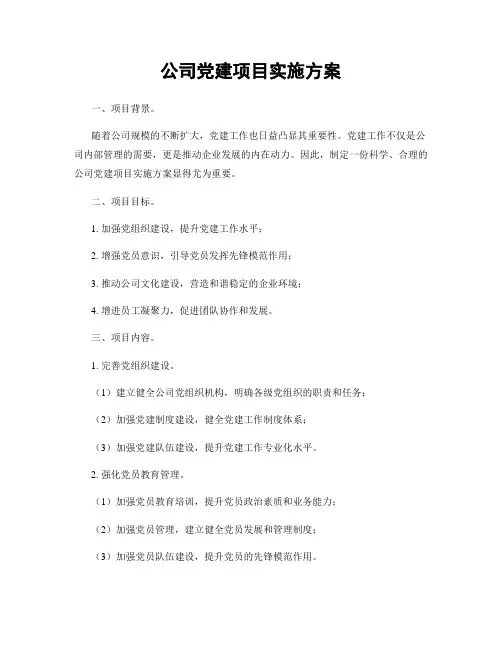 公司党建项目实施方案