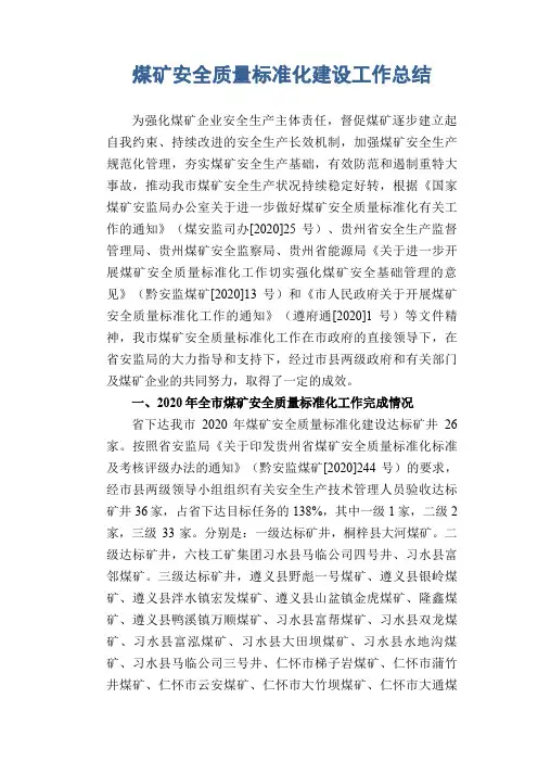 煤矿安全质量标准化建设工作总结
