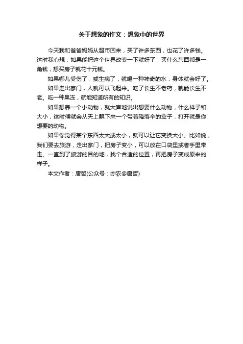 关于想象的作文：想象中的世界