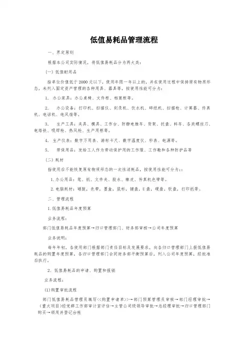 低值易耗品管理流程