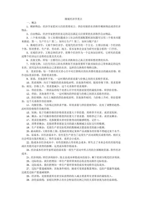 微观经济学重点