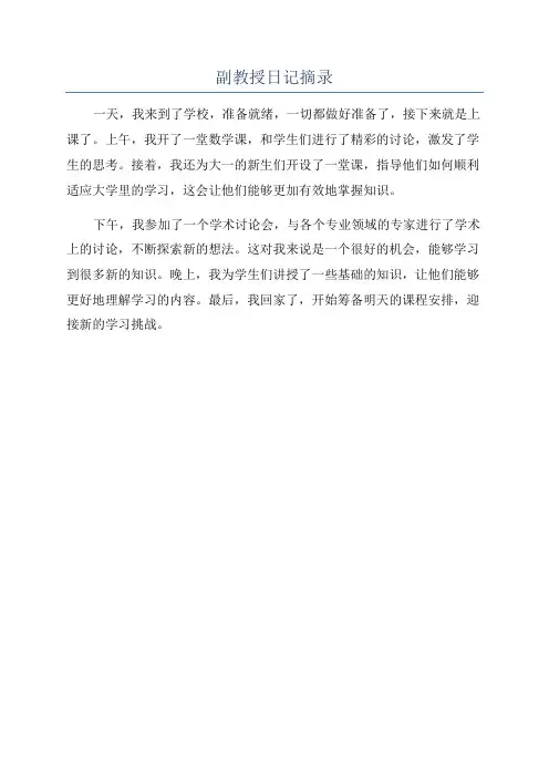 副教授日记摘录