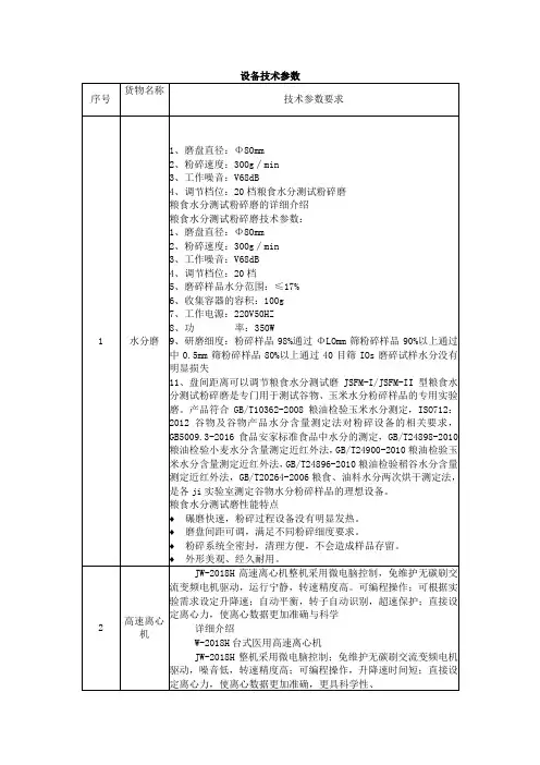 设备技术参数