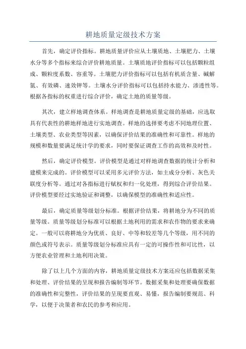 耕地质量定级技术方案