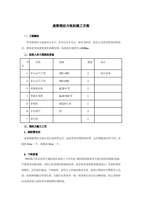 盖梁预应力张拉施工方案