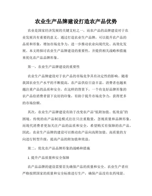 农业生产品牌建设打造农产品优势
