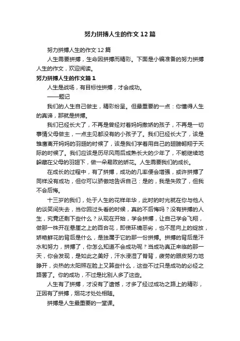 努力拼搏人生的作文12篇