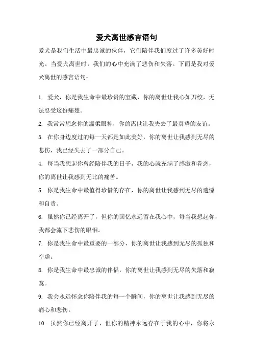 爱犬离世感言语句