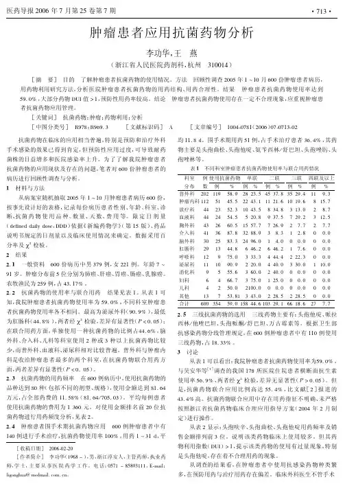 肿瘤患者应用抗菌药物分析
