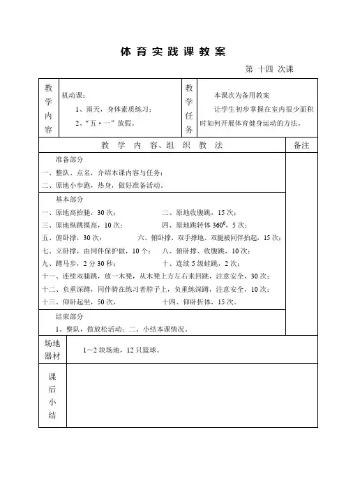 体育实践课教案