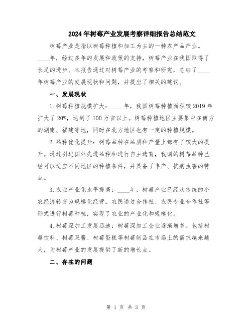 2024年树莓产业发展考察详细报告总结范文