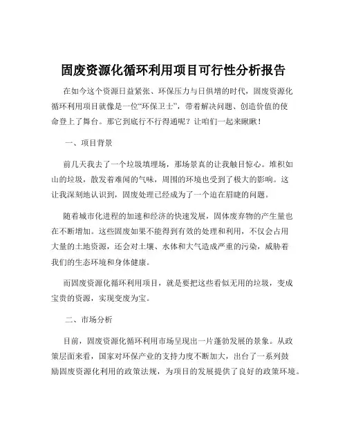 固废资源化循环利用项目可行性分析报告