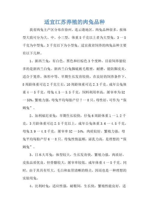 适宜江苏养殖的肉兔品种