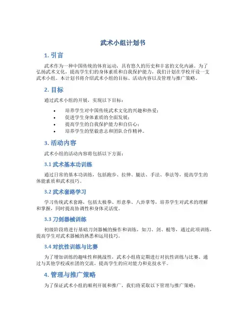 武术小组计划书