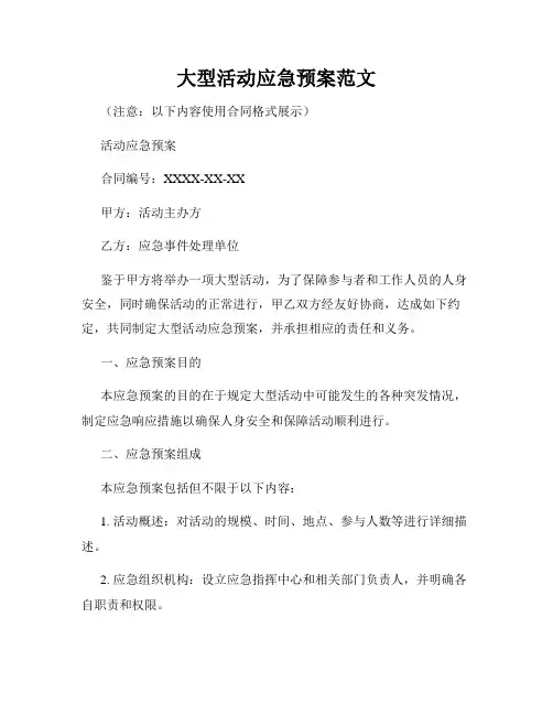 大型活动应急预案范文