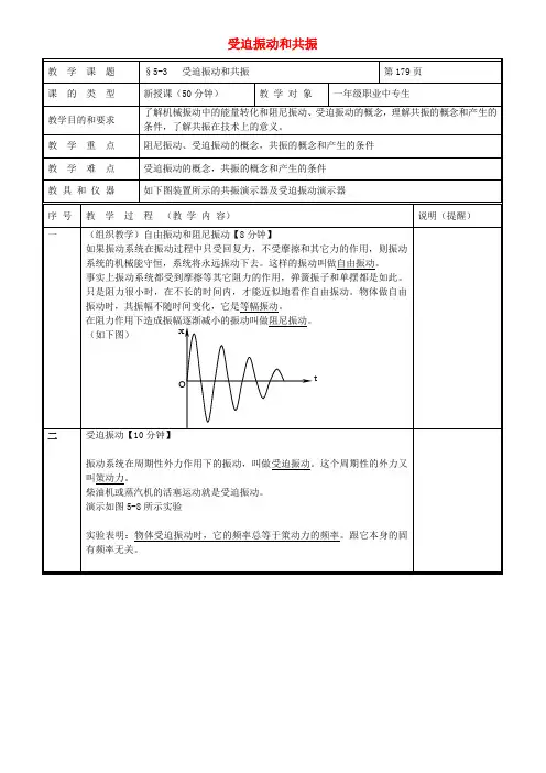 受迫振动和共振 教案
