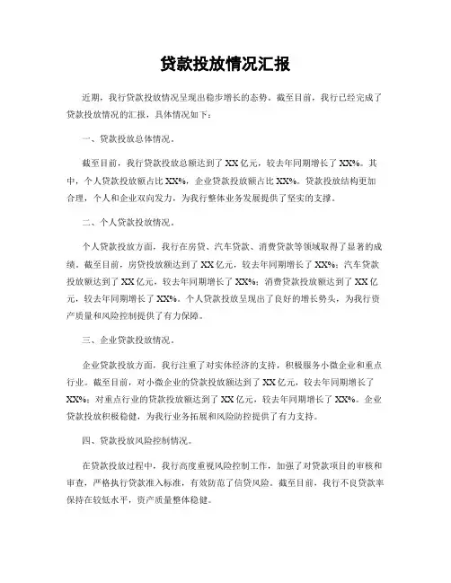 贷款投放情况汇报