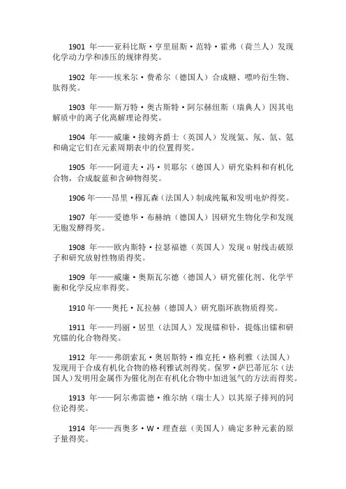 (1901—1983)诺贝尔化学奖金获得者