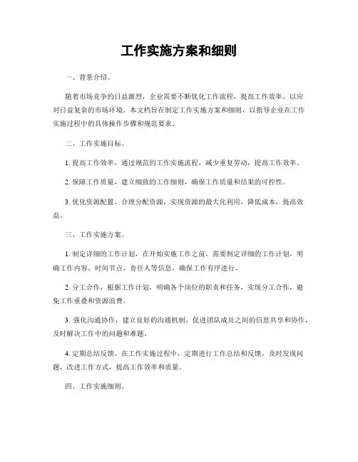 工作实施方案和细则