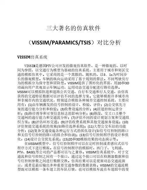 VISSIM,PARAMICS,TSIS仿真软件对比分析