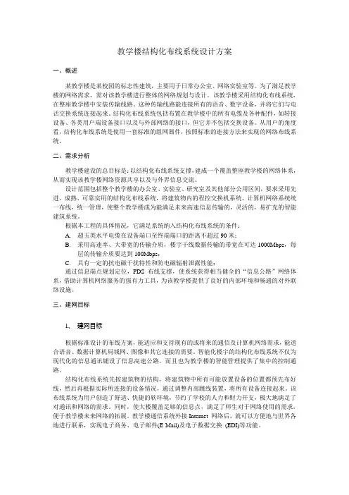 教学楼结构化布线系统设计方案
